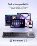 Inateck KB06101_STEEL GRAY Tastatur Haus RF Wireless + Bluetooth QWERTZ Englisch Schwarz
