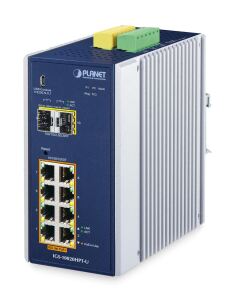 PLANET DIN-Rail L2+/L3 Manageable Managed L2+ Gigabit Ethernet (10/100/1000) Power over Ethernet (PoE) Aluminium, Blau