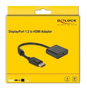 DELOCK Adapter DisplayPort 1.2 zu HDMI Buchse 4K Aktiv Black