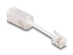 DeLOCK Telefonkabel-Verdrehschutz Adapter RJ10 Stecker zu RJ10 Buchse mit Anschlusskabel 30 mm transparent / weiß