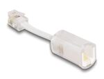 DeLOCK Telefonkabel-Verdrehschutz Adapter RJ10 Stecker zu RJ10 Buchse mit Anschlusskabel 30 mm transparent / weiß