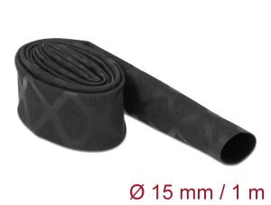 DELOCK Schrumpfschlauch X-Muster rutschfest 1mx15mm schwarz