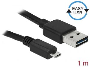 DeLOCK EASY-USB 2.0-A - USB 2.0 micro-B, 1m USB Kabel USB A Micro-USB B 0,48 Gbit/s Schwarz