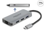 DELOCK HUB USB 3.2Gen1 4Port 3xTyp-A 1xTyp-C Bu Giga LAN PD