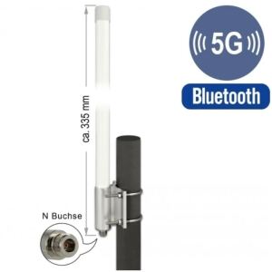 DeLOCK 5G LTE Antenne N Buchse -2,14 - 2,93 dBi 33,5 cm starr Wand- und Mastmontage omnidirektional outdoor weiß