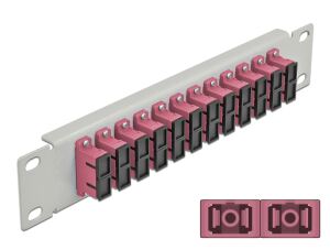 DeLOCK 10″ LWL Patchpanel 12 Port SC Duplex violett 1 HE grau