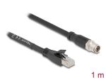 DELOCK M12 Kabel X-kodiert 8 Pin St zu RJ45 St 1 m schwarz