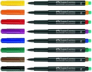 Faber-Castell 152504 Permanent-Marker Schwarz, Blau, Gold, Rot 4 Stück(e)