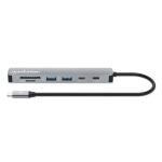 Manhattan 190442 laptop-dockingstation & portreplikator Kabelgebunden USB 3.2 Gen 1 (3.1 Gen 1) Type-C Grau