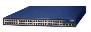 PLANET 48-Port 10/100/1000T 802.3at GSW-5240HP Unmanaged Gigabit Ethernet (10/100/1000) Power over Ethernet (PoE) 1U Blau