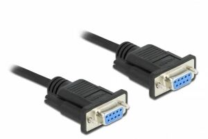 DeLOCK Seriell Kabel RS-232 D-Sub9 Buchse zu Buchse Nullmodem mit schmalem Steckergehäuse 1 m