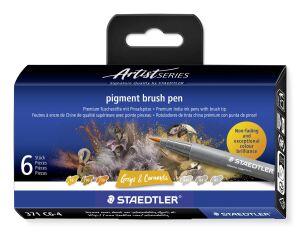 Staedtler Pigment Arts Brush Pen Greys & Caramels Filzstift Braun, Grau 6 Stück(e)