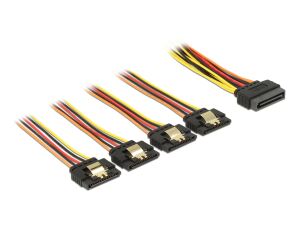 DELOCK Stromkabel 4x 15Pin SATA -> 2x 15Pin SATA St/Bu 15cm