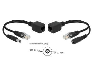 DELOCK Passives PoE Adapter Set RJ45 DC 5,5 x 2,1 mm