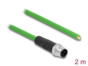 DELOCK NWk M12 4 Pin D-kodiert zu offenen Kabelenden TPU 2 m