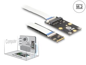 DeLOCK Konverter M.2 Key B+M Stecker zu 1 x Mini PCIe Slot half size / full size mit flexiblem Kabel
