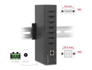 DELOCK Industrie Hub 7 x USB 2.0 Typ-A mit 15 kV ESD Schutz