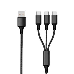 2GO 797156 USB Kabel 1,5 m USB B 3 x USB C Schwarz