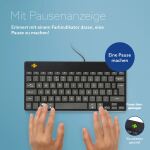 R-Go Tools Ergonomische Tastatur R-Go Compact Break, kompakte Tastatur mit Pausensoftware, QWERTY (UK), Kabelgebunden, Schwarz
