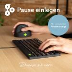 R-Go Tools Ergonomische Tastatur R-Go Compact Break, kompakte Tastatur mit Pausensoftware, QWERTY (UK), Kabelgebunden, Schwarz