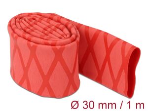 DELOCK Schrumpfschlauch X-Muster rutschfest 1 m x 30 mm rot