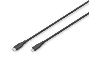 Digitus Lightning Silikon Anschlusskabel, USB-C - Lightning, 0,5m, schwarz