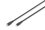 Digitus Lightning Silikon Anschlusskabel, USB-C - Lightning, 0,5m, schwarz