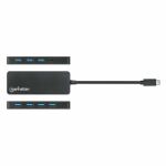 Manhattan 168410 Schnittstellen-Hub USB Typ-C 5000 Mbit/s Schwarz