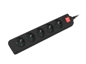 Lanberg PS1-05E-0300-BK Verlängerungskabel 3 m 5 AC-Ausgänge Drinnen Weiß