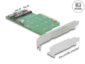 DeLOCK PCI Express x8 Karte zu 2 x intern NVMe M.2 Key M - Bifurcation - Low Profile Formfaktor