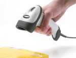 DeLOCK USB Barcode Scanner 1D mit Anschlusskabel und Halterung - Laser - hellgrau