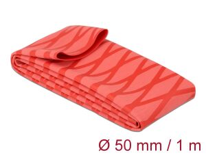 DELOCK Schrumpfschlauch X-Muster rutschfest 1 m x 50 mm rot