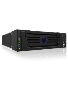 ICY BOX IB-138SK-B-II; Wechselrahmen für 3,5" SATA I/II/III & SAS HDD, blue circle Light, black color