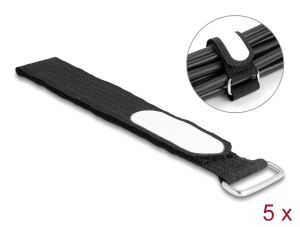 DeLOCK Klettkabelbinder mit Schlaufe und Beschriftungsfeld L 305 x B 25 mm schwarz 5 Stück