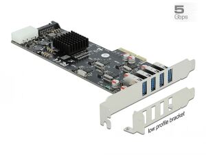 DeLOCK PCI Express x4 Karte zu 4 x extern SuperSpeed USB (USB 3.2 Gen 1) USB Typ-A Buchse Quad Channel - Low Profile Formfaktor