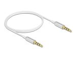 DELOCK Klinkenkabel 3,5mm 4 P St/St Ultra Slim 0,5 m weiß