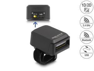 DELOCK Ringbarcode Scanner 1Dund 2Dmit 2,4GHz oder Bluetooth