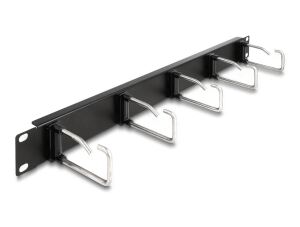 DeLOCK 19″ Kabelmanagement Rangierpanel mit 5 Metallbügel 1 HE schwarz