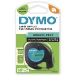 DYMO Original LetraTag Etikettenband | schwarz auf grün | 12 mm x 4 m | selbstklebendes Kunststoffetiketten | für LetraTag-Beschriftungsgerät