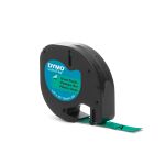 DYMO Original LetraTag Etikettenband | schwarz auf grün | 12 mm x 4 m | selbstklebendes Kunststoffetiketten | für LetraTag-Beschriftungsgerät