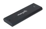 Manhattan M.2 NVMe SSD-Festplattengehäuse, USB 3.2 Gen 2, USB-C-Buchsenanschluss für bis zu 10 Gbit/s, UASP-konform, Aluminium, schwarz