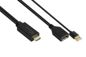 Alcasa HDMI-AD22 Videokabel-Adapter 0,3 m HDMI Typ A (Standard) DisplayPort Schwarz
