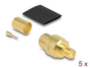 DeLOCK SMA Buchse zum Crimpen LMR400 mit passendem Schrumpfschlauch