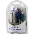 LogiLink Adapter USB - 2x PS/2 PS/2-Kabel 0,2 m 2x 6-p Mini-DIN USB A Grau