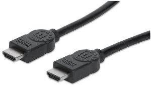 Manhattan High Speed HDMI-Kabel mit Ethernet-Kanal, 4K@30Hz, HEC, ARC, 3D, HDMI-Stecker auf HDMI-Stecker, geschirmt, schwarz, 1 m