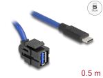 DeLOCK Keystone Modul USB 5 Gbps A Buchse zu USB Type-C Stecker mit Kabel