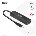 CLUB3D USB Gen2 Typ-C zu HDMI™ 8K60Hz oder 4K120Hz HDR10, DSC1.2, Power Delivery 3.0 Activ Adapter St./B.