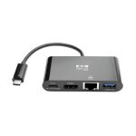 Tripp Lite U444-06N-H4GUBC USB-C Multiport Adapter – 4K HDMI, USB 3.x (5 Gbps) Nabenanschluss, GbE, 60 W PD-Aufladung, HDCP, Schwarz