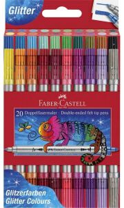 FABER-CASTELL Doppelfasermaler Glitzer 20er Etui