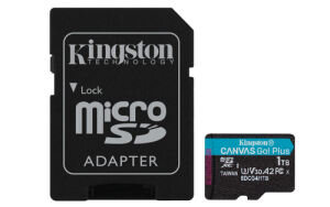 Kingston Technology 1TB microSDXC Canvas Go Plus Gen4 200 MB/s A2 U3 V30-Karte + Adapter